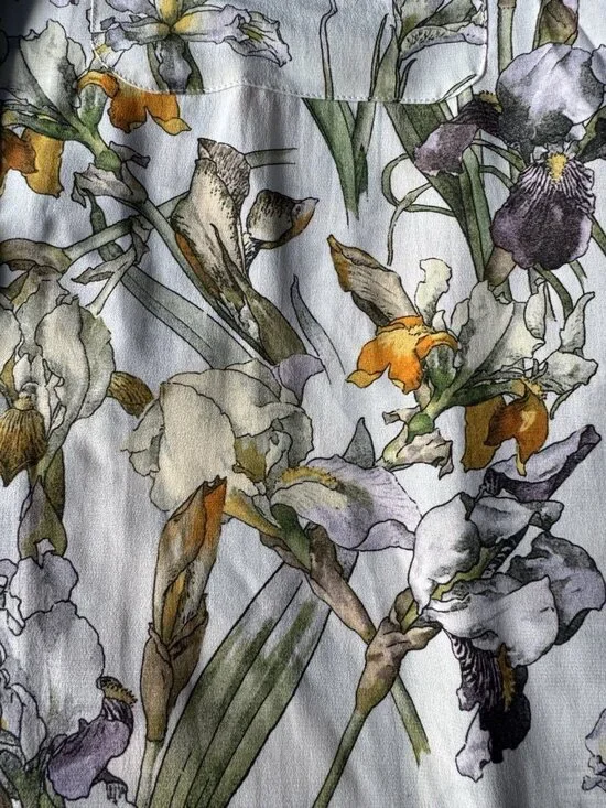 Alexander McQueen Woman's Sz 38 US Sz 2 Meadow Floral Print 100% Silk Pajama Top - Picture 9 of 13